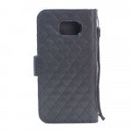 Wholesale Samsung Galaxy S6 Quilted Flip Leather Wallet Case with Strap (Black)
